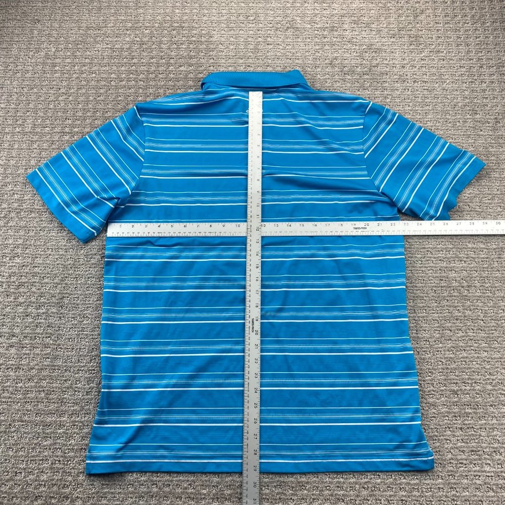 Adidas Pure Motion Golf Shirt Men Large L Blue White Striped Casual Polo Golfing - Picture 6 of 8